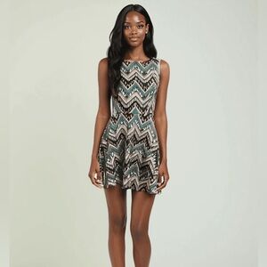 Lush Chevron Patterned Sleeveless Dress XS
